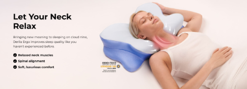 This neck support pillow promotes proper spinal alignment.