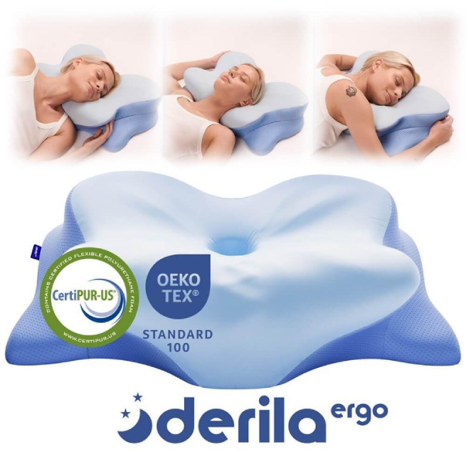 Overview of Derila Ergo pillow ergonomic design supporting neck alignment and comfortable sleep